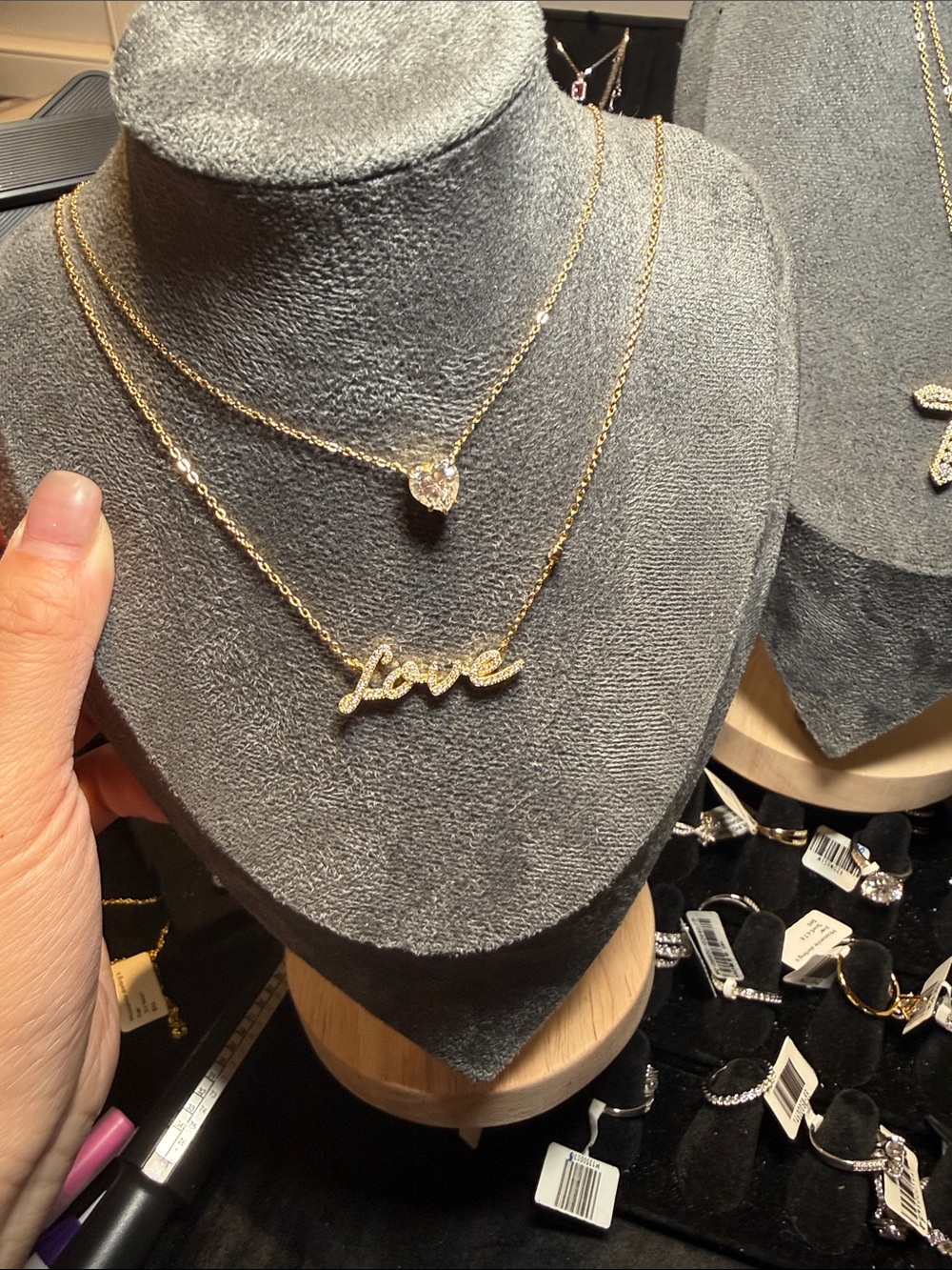 Gold 'Love' Script Necklace with Heart Pendant - Women's Jewelry